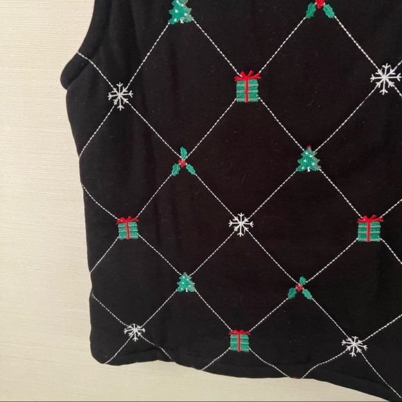Belle Point Black Christmas Sweater Vest - Picture 10 of 15